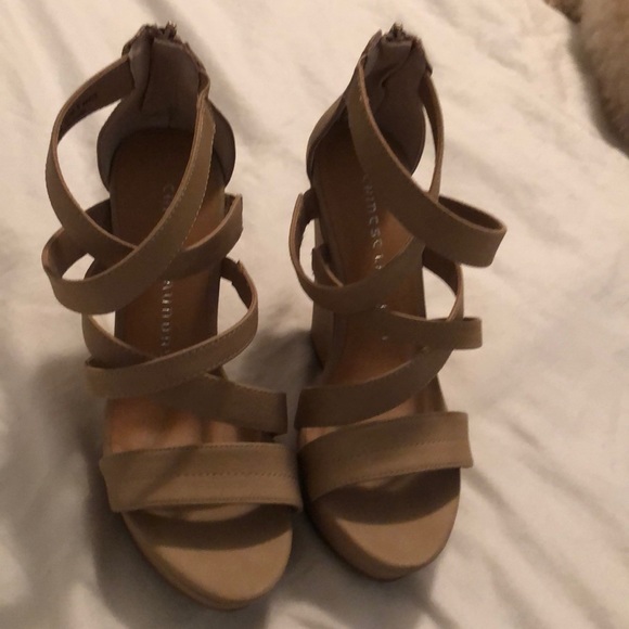 Tan platform wedges - worn once - Picture 1 of 4